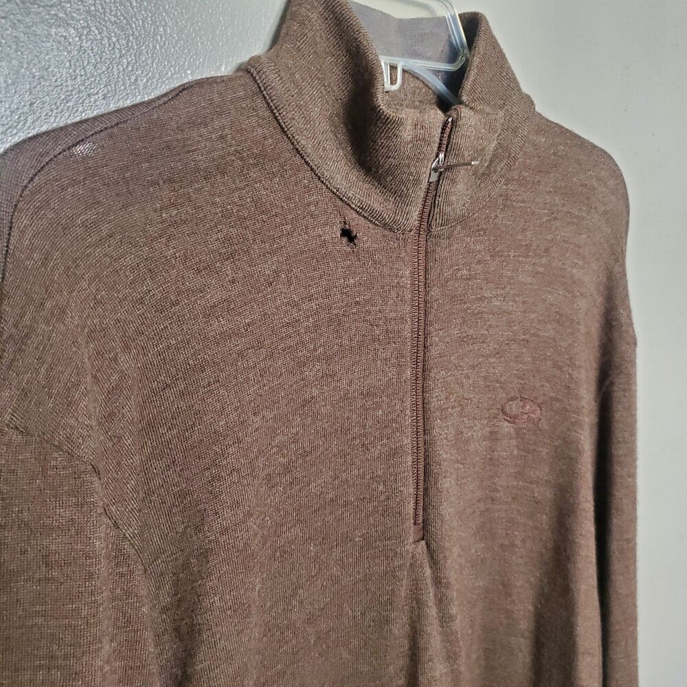 Icebreaker Sport 320 Men's Merino Wool 1/4 Zip Sweater Size XL Brown HOLES READ - Picture 2 of 14